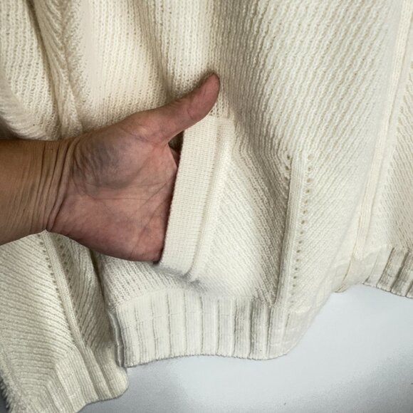 NWT The Cashmere Project Zip Textured Bomber Sweater in Frost White - Picture 3 of 12